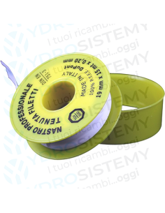 Nastro Teflon Giallo 19x0,20mm 15m lungo Uso Gas