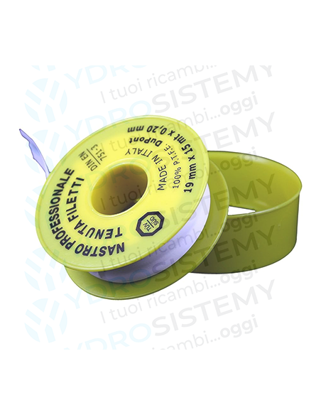 Nastro Teflon Giallo 19x0,20mm 15m lungo Uso Gas