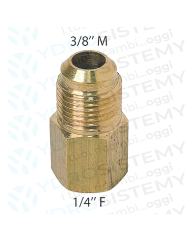 Raccordo Ottone Ridotto Filettato Maschio/Femmina per Condizionamento Femmina 3/8 x 1/4 Maschio Filettato