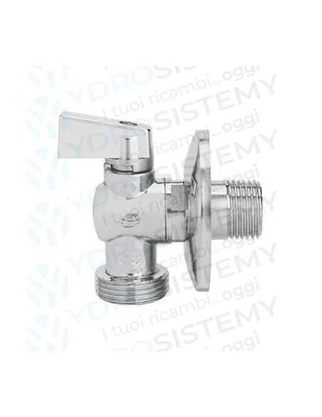 Rubinetto Lavatrice A Sfera 1/2 x 3/4 Ottone Cromato Con Rosetta