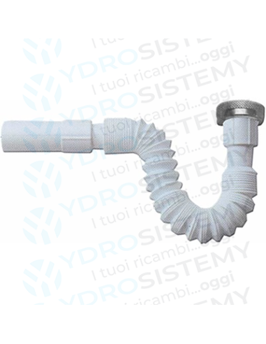 Sifone Estendibile Con Canotto Bianco 1"1/4 Ghiera Metallo