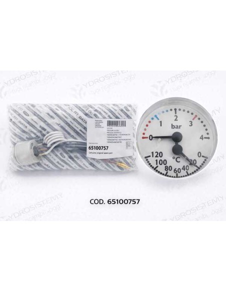 Termoidrometro Termomanometro Ø 4,5cm ad innesto 0-4 Bar 0-120° Ariston