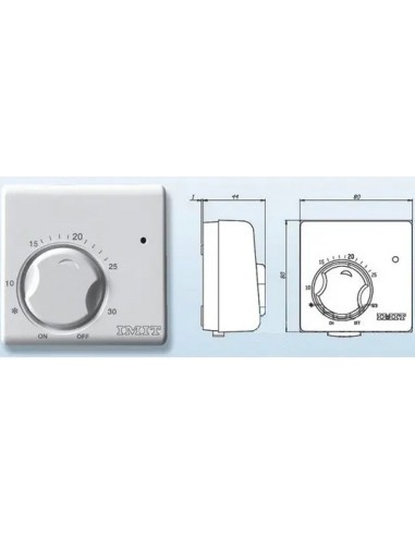 Termostato Ambiente a Rotella Meccanico a Parete con Spia a Led 3 Contatti Ta5-B interruttore On/Off