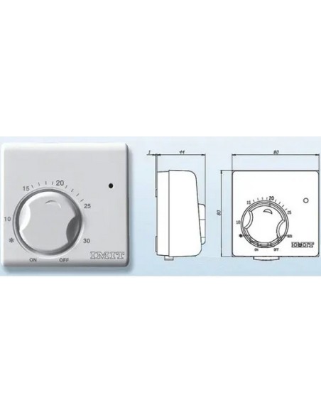 Termostato Ambiente a Rotella Meccanico a Parete con Spia a Led 3 Contatti Ta5-B interruttore On/Off