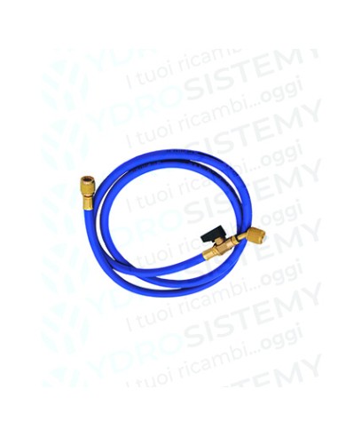 Tubo/ Frusta Flessibile Blu Tecnogas 45° Att. 1/4 SAE X 1/4 SAE lungh. 1500 Con Rubinettoper gas: R22 - R407C - R404A - R134a -