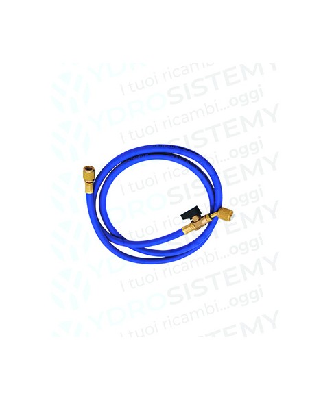 Tubo/ Frusta Flessibile Blu Tecnogas 45° Att. 1/4 SAE X 1/4 SAE lungh. 1500 Con Rubinettoper gas: R22 - R407C - R404A - R134a -