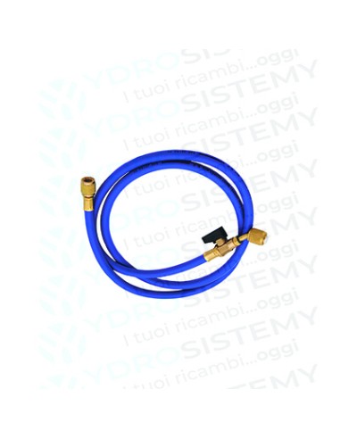 Tubo/Frusta Flessibile Blu Tecnogas 45° Att. 5/16 SAE X 1/4 SAE lungh. 1500 con Rubinettoper gas: R22 - R407C - R404A - R134a -
