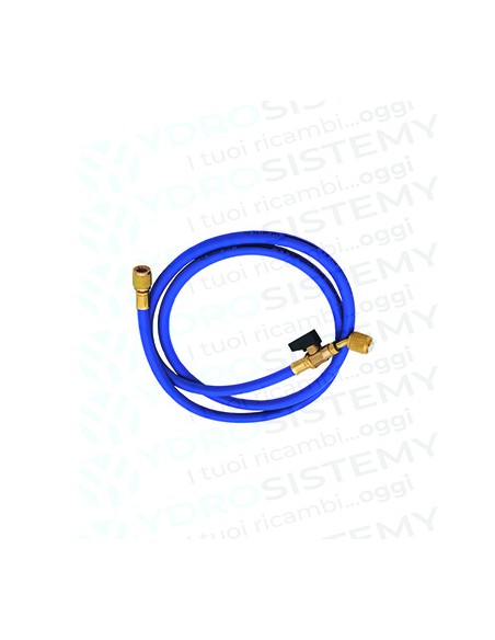 Tubo/Frusta Flessibile Blu Tecnogas 45° Att. 5/16 SAE X 1/4 SAE lungh. 1500 con Rubinettoper gas: R22 - R407C - R404A - R134a -