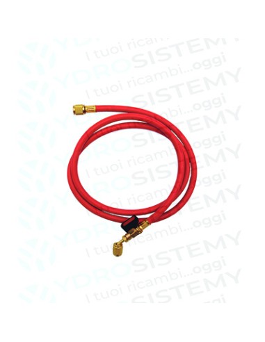 Tubo/ Frusta Flessibile Rosso Tecnogas 45° Att. 1/4 SAE X 1/4 SAE lungh. 1500mm. Con Rubinettoper gas: R22 - R407C - R404A - R1