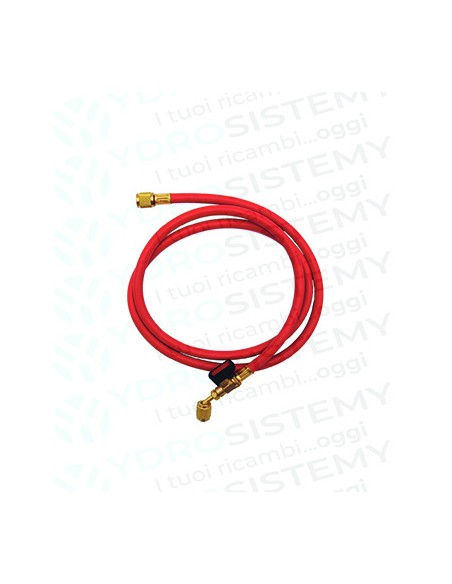 Tubo/ Frusta Flessibile Rosso Tecnogas 45° Att. 5/16 SAE X 1/4 SAE lungh.1500mm. Con Rubinettoper gas: R22 - R407C - R404A - R1