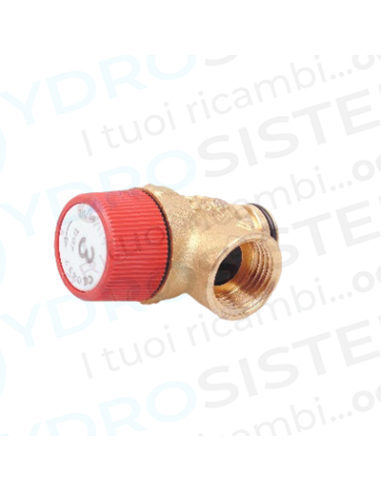 Valvola Sicurezza 3 Bar in ottone a innesto + femmina 1/2