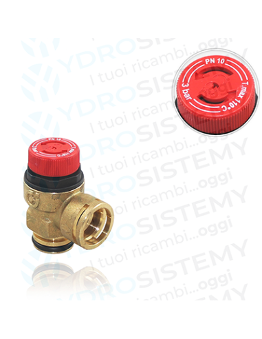 Valvola Sicurezza 3 Bar in ottone a innesto con O-Ring + femmina 1/2