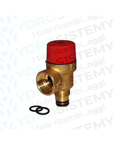 Valvola Sicurezza 3 Bar in ottone a innesto con O-Ring + femmina 1/2