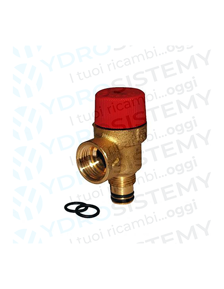 Valvola Sicurezza 3 Bar in ottone a innesto con O-Ring + femmina 1/2