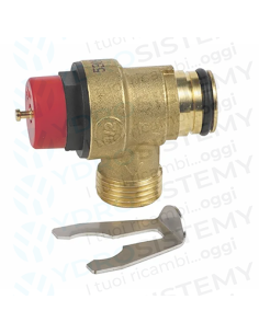 Valvola Sicurezza 3 Bar in ottone a innesto con O-Ring + maschio 1/2 con forchetta    Vedi Cod: 0020047005