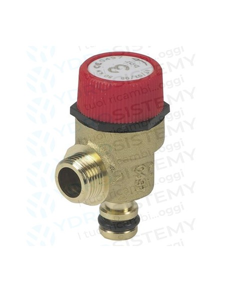 Valvola Sicurezza 3 Bar in ottone a innesto con O-Ring + maschio 3/8 filettato