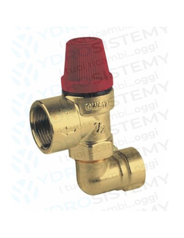 Valvola Sicurezza 3 Bar in ottone femmina 1/2 + curva a innesto
