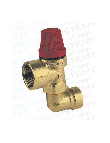 Valvola Sicurezza 3 Bar in ottone femmina 1/2 + curva a innesto
