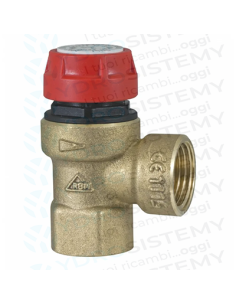 Valvola Sicurezza 3 Bar in ottone femmina 1/2" + femmina 1/2" F/F