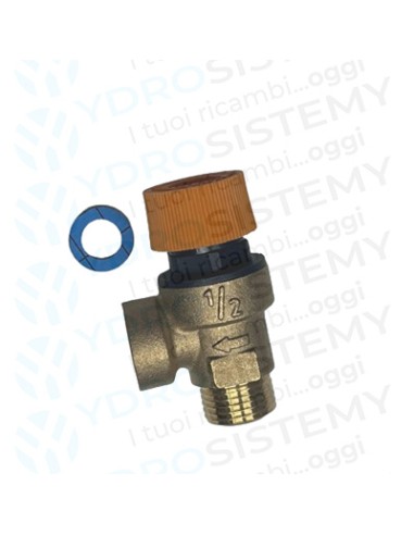 Valvola Sicurezza 3 Bar in ottone maschio 1/2 + femmina 1/2