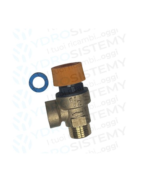 Valvola Sicurezza 3 Bar in ottone maschio 1/2 + femmina 1/2