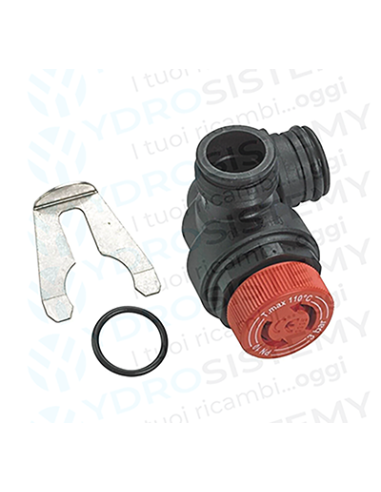 Valvola Sicurezza 3 Bar in plastica a innesto con O-Ring + maschio 1/2 con forchetta