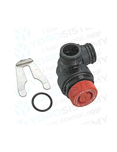 Valvola Sicurezza 3 Bar in plastica a innesto con O-Ring + maschio 1/2 con forchetta