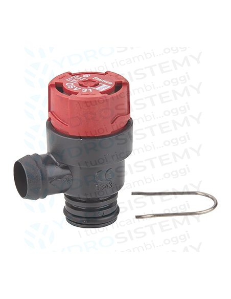 Valvola Sicurezza 3 Bar in plastica a innesto con O-Ring + porta gomma con forchetta