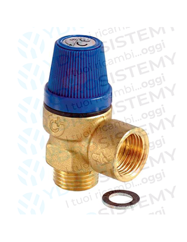 Valvola Sicurezza 9 Bar in ottone maschio 1/2 + femmina 1/2