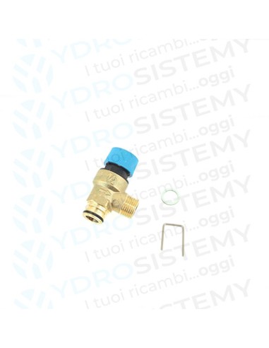 Valvola Sicurezza Sanitario 10 Bar in ottone a innesto con O-Ring + maschio 1/2 con forchetta
