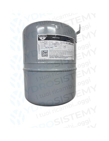Vaso Espansione Cilindrico 6Lt Valvola Anteriore Altezza 22cm d.Ø17cm attacco 1/2"   Vedi Cod: 6Vasoesp20, 6VASOESP19