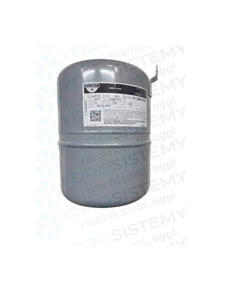 Vaso Espansione Cilindrico 6Lt Valvola Anteriore Altezza 22cm d.Ø17cm attacco 1/2"   Vedi Cod: 6Vasoesp20, 6VASOESP19