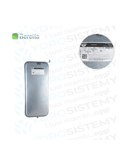 Vaso Espansione Rettangolare 8Lt dimensioni 49,5x22,5cm spesso 6,5cm attacco 3/8