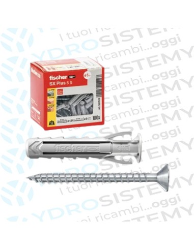 Tassello Fischer sx Plus in Nylon da 6 Con Vite Truciolare (Scatolo da 100 Pz)