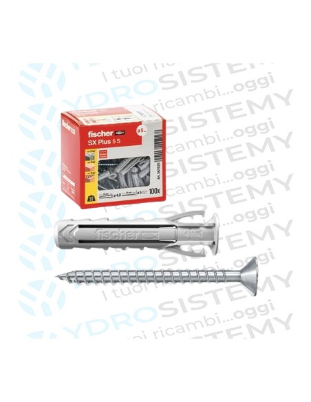 Tassello Fischer sx Plus in Nylon da 6 Con Vite Truciolare (Scatolo da 100 Pz)