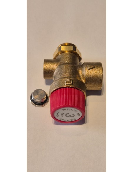 Valvola di Sicurezza 3 Bar 1/2" con O-Ring + attacco femmina 1/4" Cosmogas