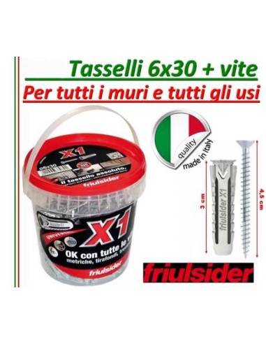 Singolo Tassello Universale Ø 6X30 X1 EVO" vite Zincata Friulsider Made in Italy