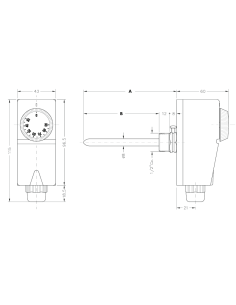 Termostato ad immersione serie caldoTemperatura regolabile 0° - 90° C. - Guaina 1/2 L-100 mm 3 morsetti 2