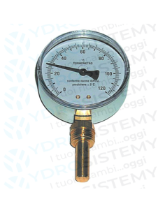 Termometro Bimettalico D80 1/2 Scala Da 0/120 Gambo 5 Cm