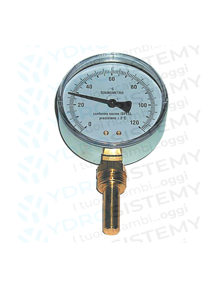 Termometro Bimettalico D80 1/2 Scala Da 0/120 Gambo 5 Cm