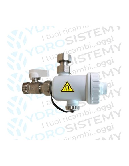 Defangatore Magnetico Bianco 3/4" sotto caldaia 10000 Gauss + Valvola di Intercettazione e Chiave