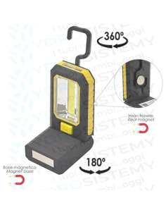 Maurer Torcia Led Pieghevole/ Calamita, Nero E Giallo, mm.155X60X23