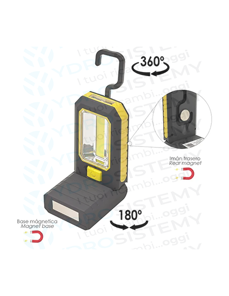 Maurer Torcia Led Pieghevole/ Calamita, Nero E Giallo, mm.155X60X23