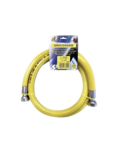 Tubo Flessibile Gas Con Guaina F/F Per Cucina 2 MT Filetto 1/2" attacco F/F