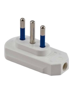 Spina Elettrica Salvaspazio Volante Piatta Bianca 10Apere 2 Poli + Terra con uscita cavo a 90gradi Poli stretti