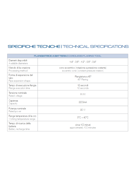 Flangiatrice Cartellatrice a Batterie FLA-900 Li Diametri 1/4" - 3/8" - 5/8" - 3/4" in Kit con Valigetta