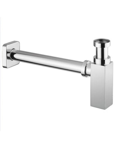 Sifone D'arredo Quadro Per Lavabo Ø32 x 250 mm -1"1/4 Cromato Lucido