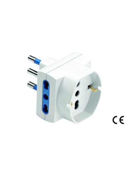 Multipresa Adattatore Triplo Spina 16A/Prese 16A + Schuko Bianco Maurer