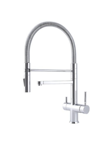Rubinetto da cucina con Doccetta a molla 3 vie Acciaio Inox Cromo