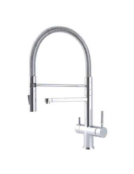 Rubinetto da cucina con Doccetta a molla 3 vie Acciaio Inox Cromo